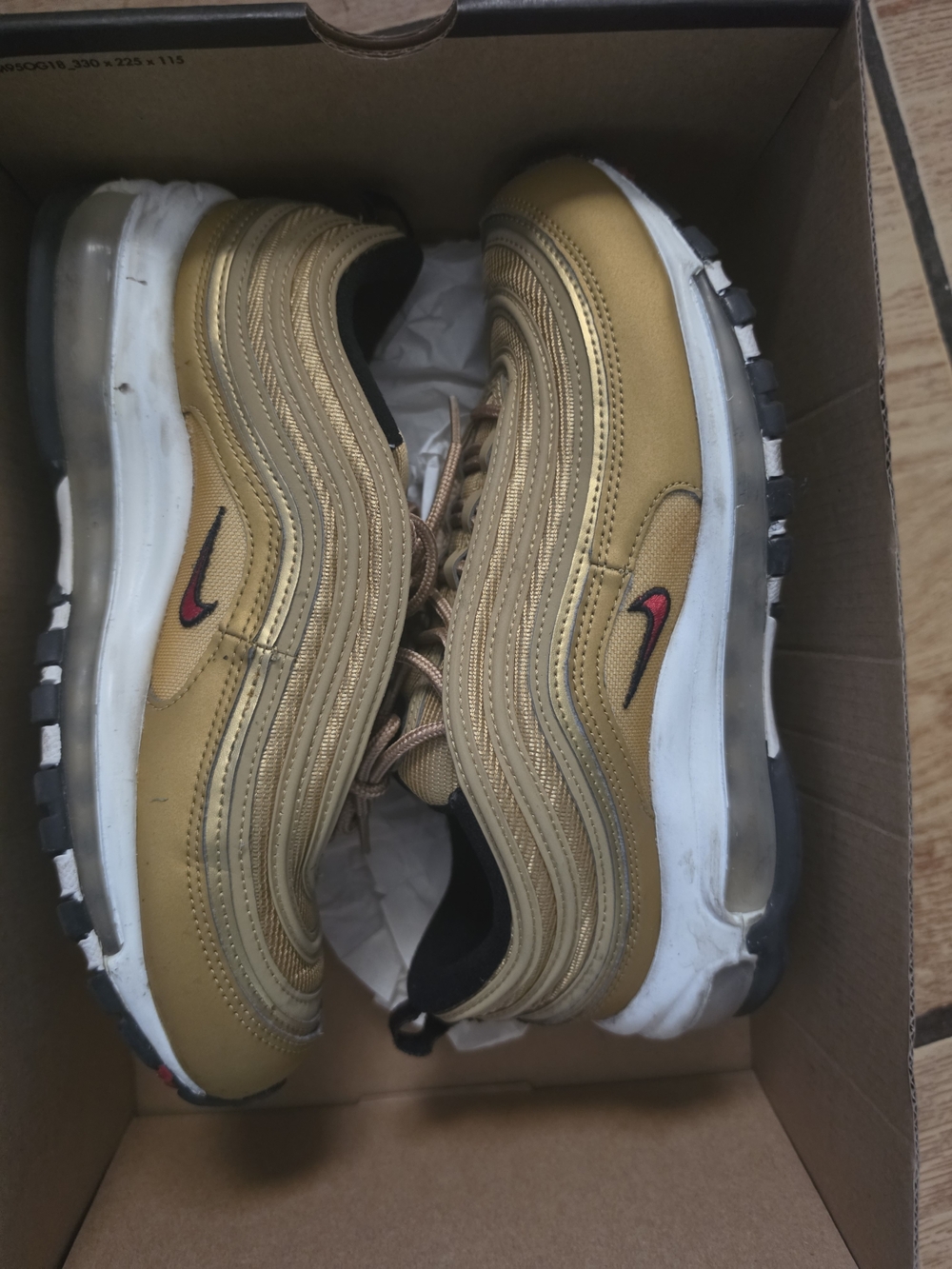 Nike Women’s Gold Air Max 97 – Metallic Gold Running Sneakers 8.5